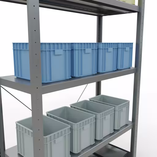 Immagine del prodotto n. 13 dell'articolo scaffale base, scaffale, sistema a innesto MULTIplus330, 2000 x 1000 x 400 mm (AxLxP), 5 ripiani, traversa, zincato Figura n. 13 dell'articolo scaffale base, scaffale, sistema a innesto MULTIplus330, 2000 x 1000 x 400 mm (AxLxP), 5 ripiani, traversa, zincato del gruppo di prodotti sistema a innesto della marca Schulte Lagertechnik