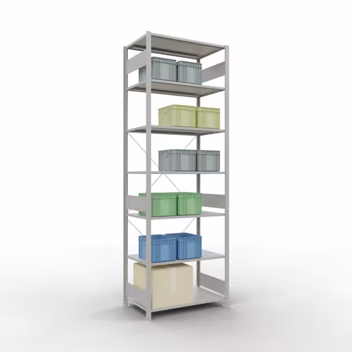 Image du produit n° 11 de l'article étagère de base, étagère, système enfichable MULTIplus150, 3000 x 1000 x 600 mm, 7 étagères, traverse, RAL 7035 gris clair Figure n° 11 de l'article étagère de base, étagère, système enfichable MULTIplus150, 3000 x 1000 x 600 mm, 7 étagères, RAL 7035 gris clair du groupe de produits système enfichable de Schulte Lagertechnik