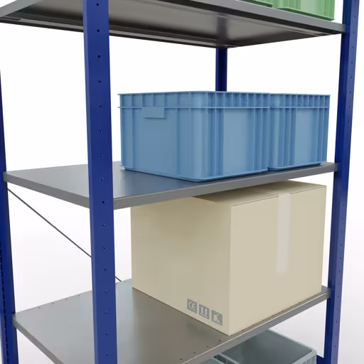 Figura n. 13 dell'articolo scaffale base, scaffale, sistema a innesto MULTIplus85, 2000 x 1000 x 600 mm (AxLxP), 5 ripiani, traversa, RAL 5010 blu genziana del gruppo di prodotti sistema a innesto della marca Schulte Lagertechnik