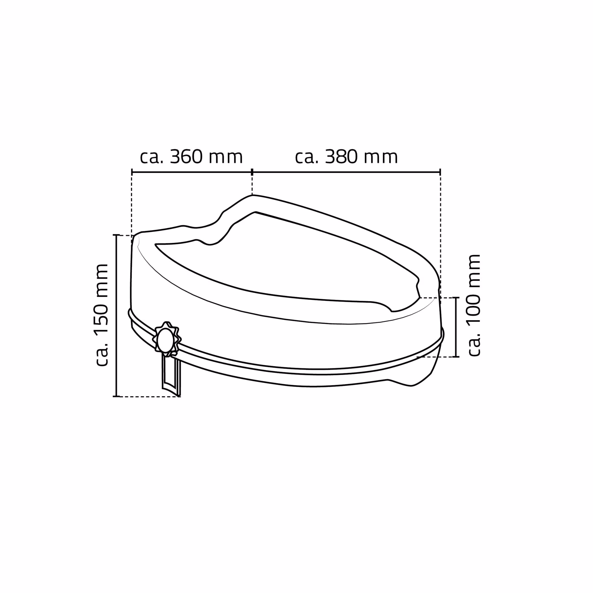 Image supplémentaire de l'article Rehausseur de siège de toilette Sam env. 10 cm, blanc, sans couvercle, PP en abattant de WC