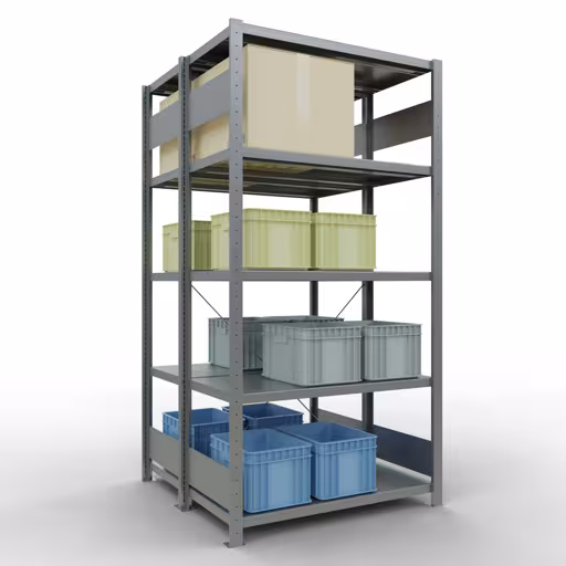 Image du produit n° 6 de l'article étagère de base, système d'étagères enfichables MULTIplus250, 2000 x 1000 x (2x500) mm, 2x5 étagères, galvanisé de la gamme d'étagères de la marque Schulte Lagertechnik
