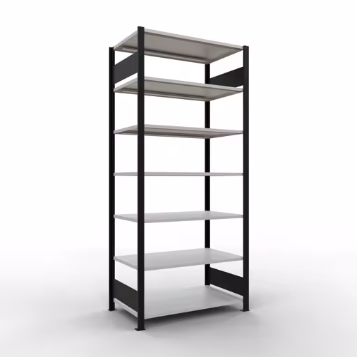 Scaffale Basic, scaffale per ufficio, sistema a innesto MULTIplus150, 2300 x 1000 x 600 mm (AxLxP), 7 ripiani, barre longitudinali, senza fermo centrale, nero/grigio chiaro, sistema a innesto, articolo n. 36067-S