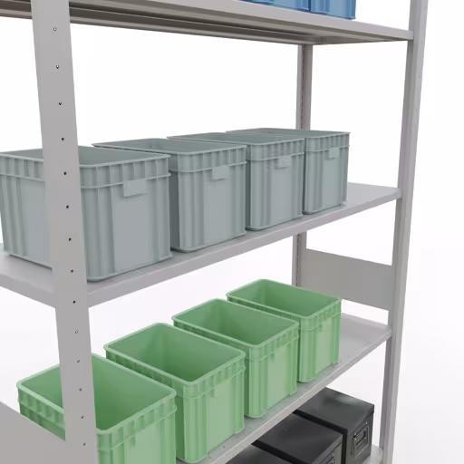 Étagère de base, étagère, système enfichable MULTIplus150, 3000 x 1300 x 400 mm, 7 étagères, RAL 7035 gris clair de Schulte Lagertechnik de la gamme de produits du système enfichable