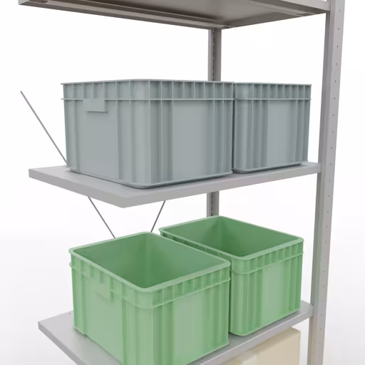 Image supplémentaire de l'article Tablette rapportée, étagère, système enfichable MULTIplus150, 2000 x 750 x 500 mm (HxLxP), 5 tablettes, traverse, RAL 7035 gris clair Image supplémentaire de l'article Tablette supplémentaire, étagère, système enfichable MULTIplus150, 2000 x 750 x 500 mm, 5 tablettes, traverse, RAL 7035 gris clair à partir de la tablette supplémentaire