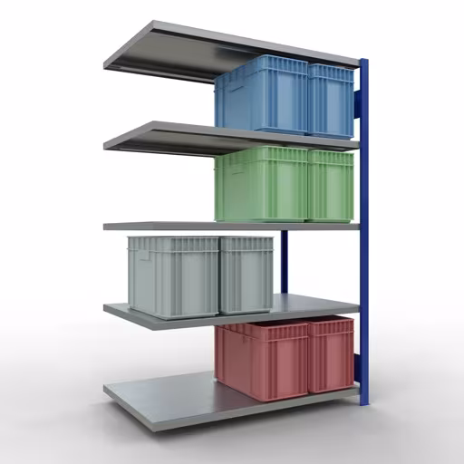 Figure n° 11 de l'article étagères complémentaires, étagères, système enfichable MULTIplus250, 2000 x 1300 x 800 mm, 5 étagères, RAL 5010 bleu gentiane/galvanisé du groupe de produits système enfichable de Schulte Lagertechnik