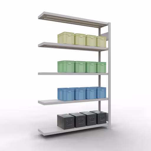 Figure n° 14 de l'article, système d'étagères enfichables MULTIplus250, 2000 x 1300 x 300 mm, 5 étagères, RAL 7035 gris clair du groupe de produits système enfichable de Schulte Lagertechnik