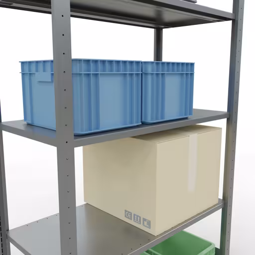 Étagère de base, étagère, système enfichable MULTIplus85, 2000 x 1000 x 500 mm (HxLxP), 5 étagères, barres de longueur, galvanisées de la catégorie d'étagères de base avec le GTIN 4004514284884 Étagère de base, étagère, système enfichable MULTIplus85, 2000 x 1000 x 500 mm, 5 étagères, galvanisée de la marque Schulte Lagertechnik de la gamme de produits du système enfichable