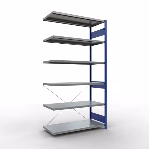 Figure n° 14 de l'article étagère complémentaire, étagère à étagères, système enfichable MULTIplus250, 2500 x 1300 x 600 mm, 6 étagères, RAL 5010 bleu gentiane/galvanisé du groupe de produits système enfichable de la marque Schulte Lagertechnik