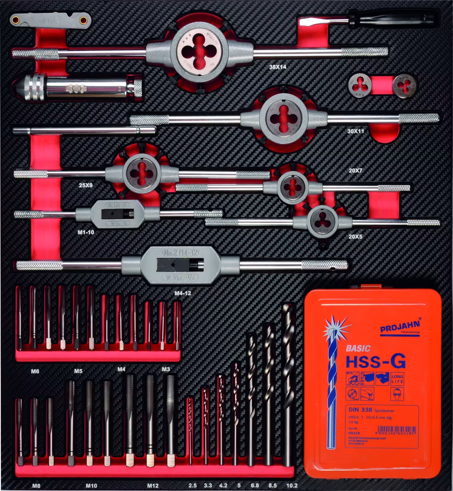 Equipement pour 4 tiroirs 210 pièces de la marque PROJAHN de la catégorie matériel d'atelier