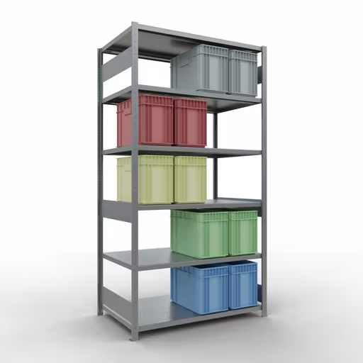 Scaffale base, scaffale, sistema a innesto MULTIplus250, 2500 x 1300 x 800 mm (AxLxP), 6 ripiani, barre longitudinali, zincato della marca Schulte Lagertechnik della gamma dei sistemi a innesto
