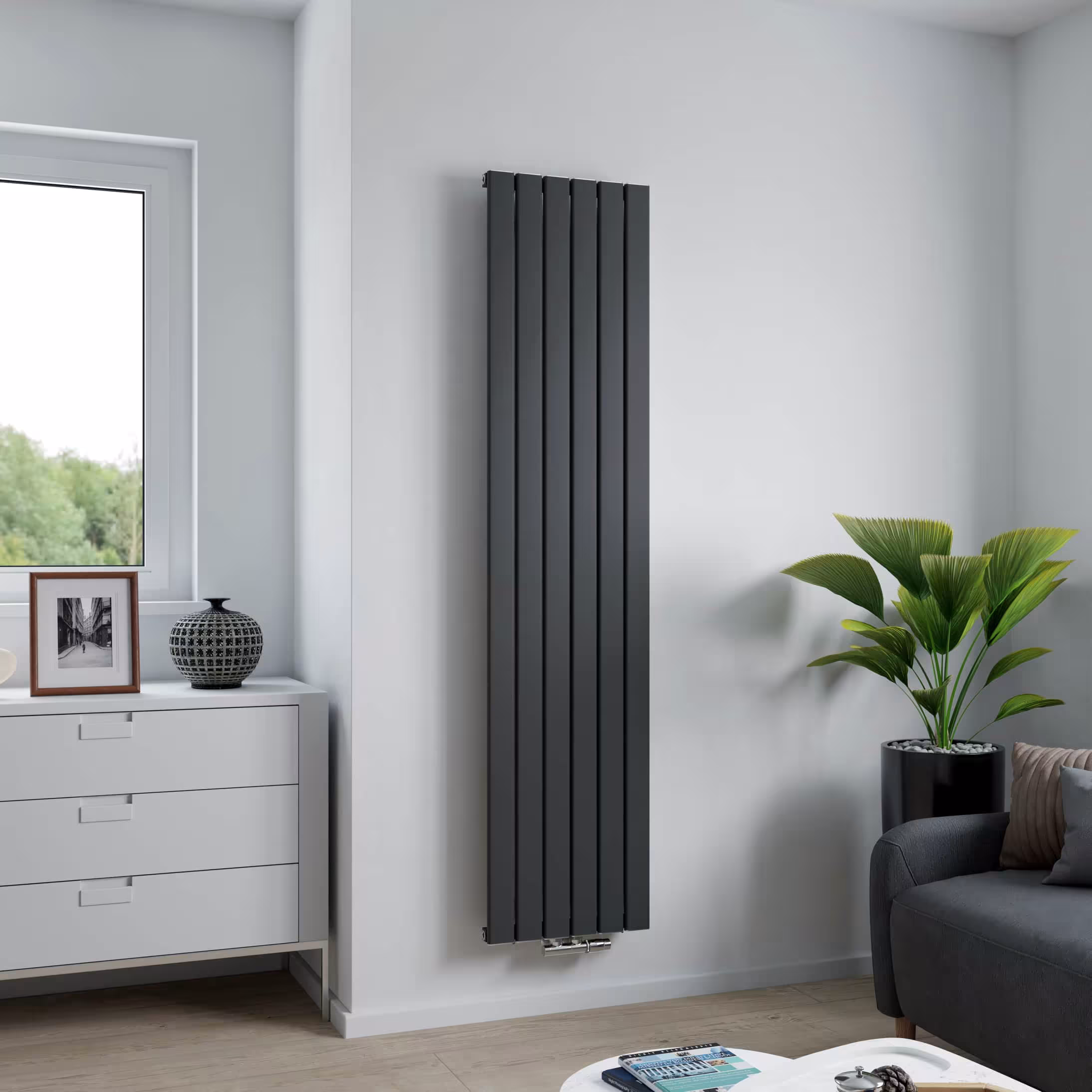 Radiatore in alluminio Ximax Levis attacco centrale struttura antracite, radiatore in alluminio, art. 11527
