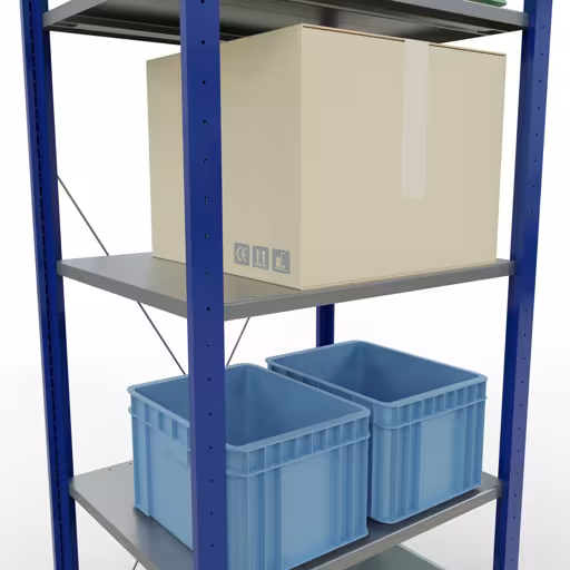 Immagine del prodotto n. 8 dell'articolo scaffale base, scaffale, sistema a innesto MULTIplus150, 2000 x 750 x 600 mm, 5 ripiani, RAL 5010 blu genziana/zincato/zincato dalla gamma di prodotti del sistema a innesto della marca Schulte Lagertechnik