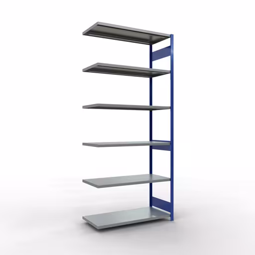 Figure n° 9 de l'article étagère complémentaire, étagère à étagères, système enfichable MULTIplus250, 3000 x 1300 x 600 mm, 7 étagères, RAL 5010 bleu gentiane/galvanisé du groupe de produits système enfichable de Schulte Lagertechnik