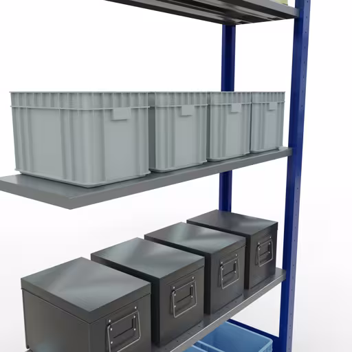 , Étagère MULTIplus150 système enfichable, 2000 x 1000 x 300 mm, 5 étagères, RAL 5010 bleu gentiane/galvanisé de Schulte Lagertechnik de la catégorie système enfichable