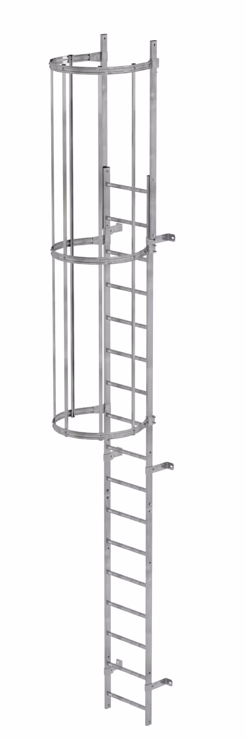 Échelle fixe monobloc avec protection dorsale, en acier galvanisé de la marque Munk de la catégorie échelles fixes