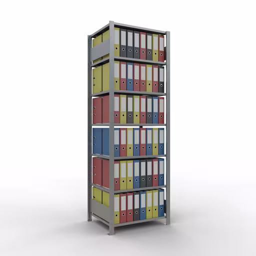 Figure n° 9 de l'article étagère de base, étagère de bureau, système enfichable MULTIplus150, 2300 x 750 x 600 mm, 7 étagères, galvanisées, avec butée centrale de la gamme d'étagères de bureau de Schulte Lagertechnik