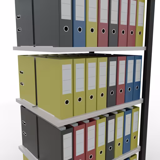 Figure n° 14 de l'article, étagère de bureau, système enfichable MULTIplus150, 2000 x 750 x 600 mm, 6 étagères, avec butée centrale, noir/gris clair du groupe de produits étagères de bureau de Schulte Lagertechnik