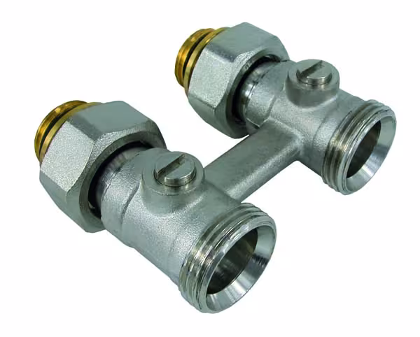 Hahnblock Eck Typ Form: Durchgang aus der Kategorie Heizkörpermontage & Anschlüsse mit der Artikelnr. 54511