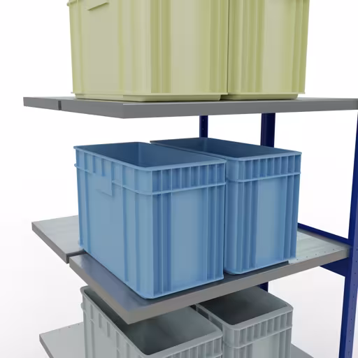 Rayonnage supplémentaire, rayonnage double, système d'étagères MULTIplus250, 3000 x 1000 x (2x500) mm, 2x7 rayons, barres de longueur, RAL 5010 bleu gentiane avec la référence réf. 33257-B , étagère double, système d'étagères MULTIplus250, 3000 x 1000 x (2x500) mm, 2x7 étagères, RAL 5010 bleu gentiane de Schulte Lagertechnik de la catégorie étagères