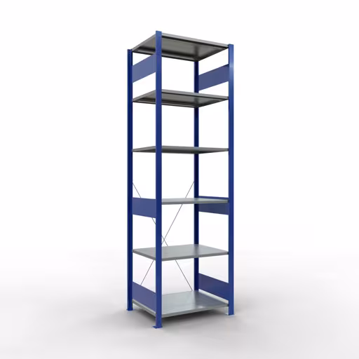Immagine del prodotto n. 12 dell'articolo scaffale base, sistema a innesto per ripiani MULTIplus150, 2500 x 750 x 600 mm, 6 ripiani, RAL 5010 blu genziana/zincato/zincato della gamma di prodotti per sistemi a innesto della marca Schulte Lagertechnik