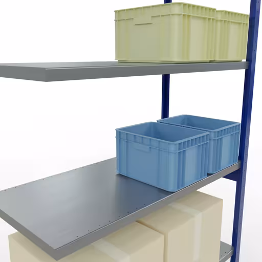 Figure n° 10 de l'article étagère complémentaire, étagère à étagères, système enfichable MULTIplus250, 3000 x 1300 x 600 mm, 7 étagères, RAL 5010 bleu gentiane/galvanisé du groupe de produits système enfichable de Schulte Lagertechnik