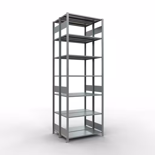 Étagère de base, étagère double, système d'étagères MULTIplus150, 3000 x 1000 x (2x400) mm (HxLxP), 2x7 étagères, barres de longueur, galvanisées de Schulte Lagertechnik Étagère de base, étagère double, système d'étagères enfichables MULTIplus150, 3000 x 1000 x (2x400) mm (HxLxP), 2x7 étagères, barres de longueur, galvanisées, étagères doubles, réf. 17842