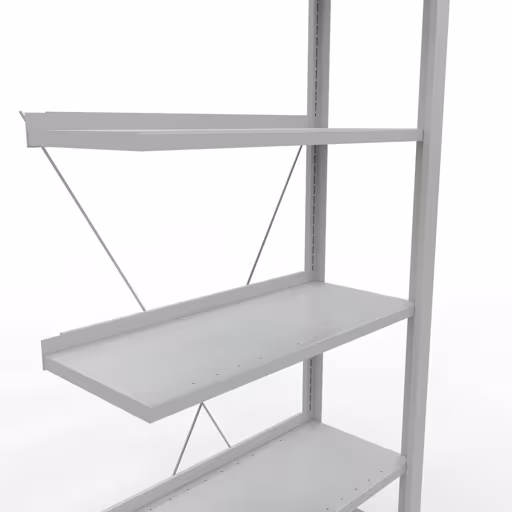 Produktbild Nr 11 des Artikels Anbauregal, Büro-Fachbodenregal Stecksystem MULTIplus85, 2000 x 750 x 300 mm (HxBxT), 6 Fachböden, Kreuzstrebe, mit Anschlagleiste, lichtgrau Abbildung Nr 11 des Artikels Anbauregal, Büro-Fachbodenregal Stecksystem MULTIplus85, 2000 x 750 x 300 mm (HxBxT), 6 Fachböden, Kreuzstrebe, mit Anschlagleiste, lichtgrau aus der Produktgruppe Büroregale von der Marke Schulte Lagertechnik