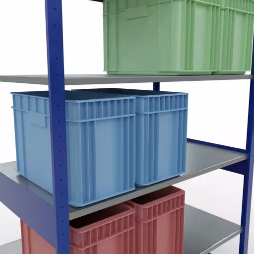 Immagine del prodotto n. 7 dell'articolo scaffale base, scaffale, sistema a innesto MULTIplus150, 2500 x 1300 x 800 mm, 6 ripiani, RAL 5010 blu genziana/zincato dalla gamma di prodotti del sistema a innesto della marca Schulte Lagertechnik