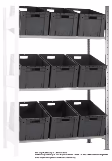 Image supplémentaire de l'article Étagère complémentaire, étagère de sol inclinée MULTIplus150, 2000 x 1000 x 600 mm, galvanisé/RAL 7035 gris clair, 3 étagères en étagères Kanban