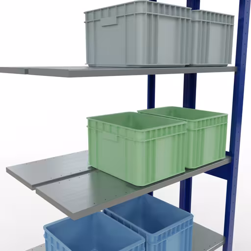 Étagères supplémentaires, étagères doubles, système d'étagères MULTIplus150, 2500 x 1000 x (2x300) mm, 2x6 étagères, RAL 5010 bleu gentiane de Schulte Lagertechnik avec le numéro d'article : 33136-B
