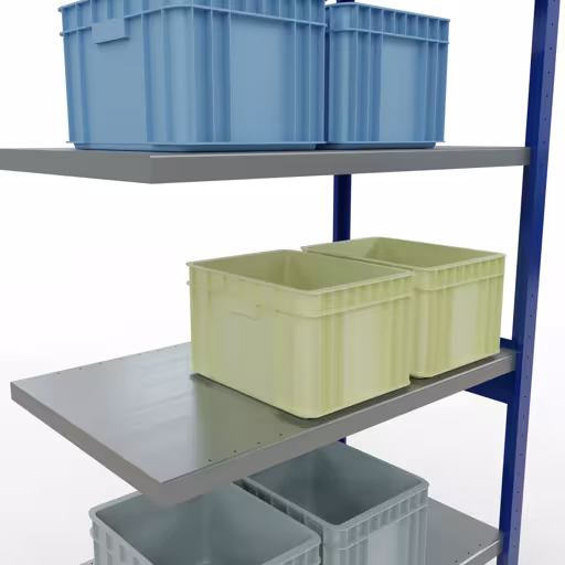 Figura n. 15 dell'articolo scaffale aggiuntivo, scaffale a scaffale, sistema a innesto MULTIplus330, 2500 x 1000 x 600 mm, 6 ripiani, RAL 5010 blu genziana/zincato del gruppo di prodotti sistema a innesto della marca Schulte Lagertechnik