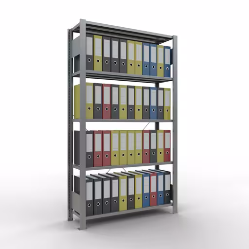 Grundregal, Büro-Fachbodenregal Stecksystem MULTIplus85, 1800 x 1000 x 300 mm (HxBxT), 5 Fachböden, Kreuzstrebe, verzinkt, ohne Anschlagleiste aus der Kategorie Stecksystem mit der GTIN 4004514231482 Grundregal, Büro-Fachbodenregal Stecksystem MULTIplus85, 1800 x 1000 x 300 mm (HxBxT), 5 Fachböden, Kreuzstrebe, verzinkt, ohne Anschlagleiste von der Marke Schulte Lagertechnik aus der Produktreihe Büroregale