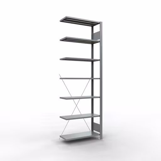 Figura n. 7 dell'articolo scaffali componibili, scaffali per ufficio, sistema a innesto MULTIplus85, 2300 x 750 x 300 mm, 7 ripiani, zincati, del gruppo di prodotti scaffali per ufficio della marca Schulte Lagertechnik
