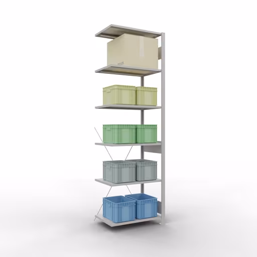 Rayonnage supplémentaire, étagère, système enfichable MULTIplus150, 2500 x 750 x 500 mm, 6 étagères, traverse, gris clair RAL 7035 de la marque Schulte Lagertechnik de la gamme de produits du système enfichable
