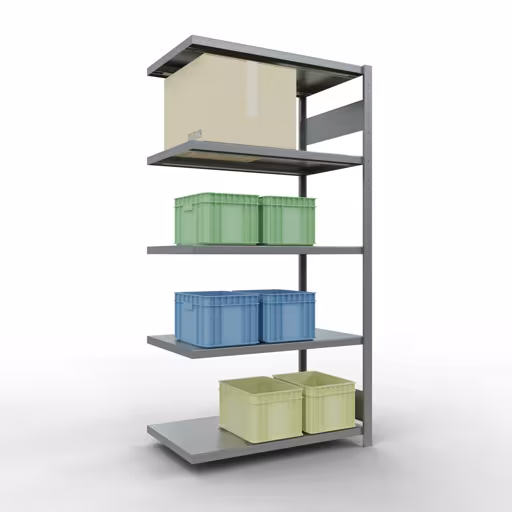 Scaffali aggiuntivi, scaffali, sistema a innesto MULTIplus250, 2000 x 1000 x 600 mm (AxLxP), 5 ripiani, barre longitudinali, zincato di Schulte Lagertechnik con l'articolo n. 12965-LR