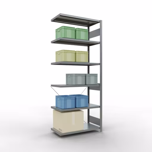 Image du produit n° 12 de l'article Rayonnage complémentaire, rayonnage à étagères, système enfichable MULTIplus330, 2500 x 1000 x 500 mm, 6 étagères, traverse, galvanisé Figure n° 12 de l'article étagère complémentaire, étagère à étagères, système enfichable MULTIplus330, 2500 x 1000 x 500 mm, 6 étagères, galvanisé du groupe de produits système enfichable de la marque Schulte Lagertechnik