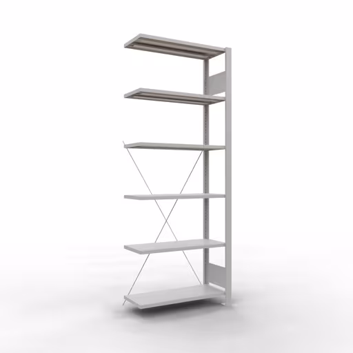 Figure n° 10 de l'article étagère complémentaire, étagère de bureau, système enfichable MULTIplus85, 2000 x 750 x 300 mm, 6 étagères, gris clair de la gamme d'étagères de bureau de Schulte Lagertechnik