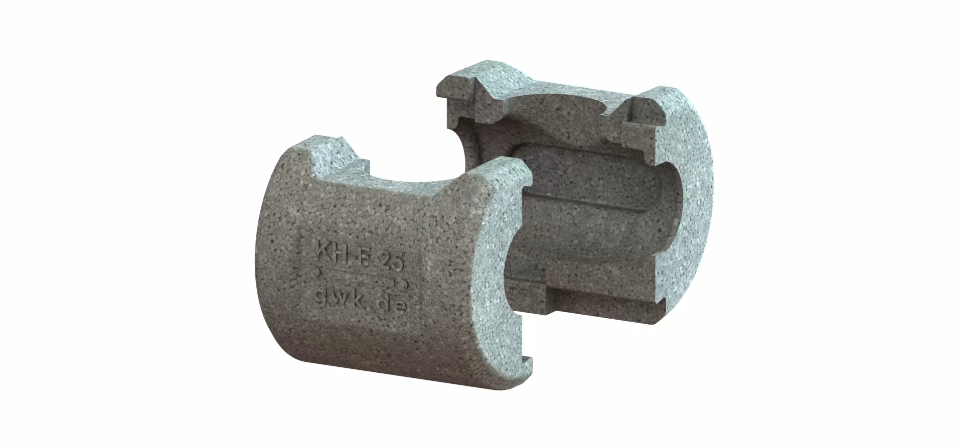GWK Cassetta in EPP serie KH-F grigio argento per valvola a sfera con stelo corto e filettatura interna, isolamento raccordo, art. 5232015002