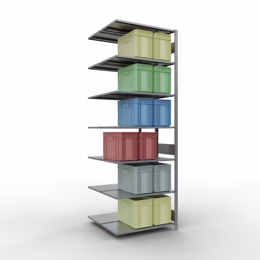 Figure n° 15 de l'article étagère complémentaire, étagère double, système d'étagères enfichables MULTIplus150, 3000 x 1000 x (2x500) mm, 2x7 étagères, galvanisées du groupe de produits étagères de la marque Schulte Lagertechnik