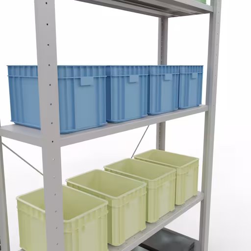 Image du produit n° 15 de l'article étagère de base, étagère, système enfichable MULTIplus150, 2000 x 1000 x 300 mm, 5 étagères, traverse, RAL 7035 gris clair Figure n° 15 de l'article étagère de base, système d'étagères enfichables MULTIplus150, 2000 x 1000 x 300 mm, 5 étagères, gris clair RAL 7035 du groupe de produits système enfichable de Schulte Lagertechnik