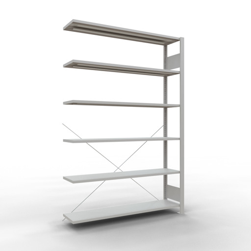 Figure n° 8 de l'article étagère complémentaire, étagère de bureau, système enfichable MULTIplus85, 2000 x 1300 x 300 mm, 6 étagères, gris clair de la gamme d'étagères de bureau de Schulte Lagertechnik