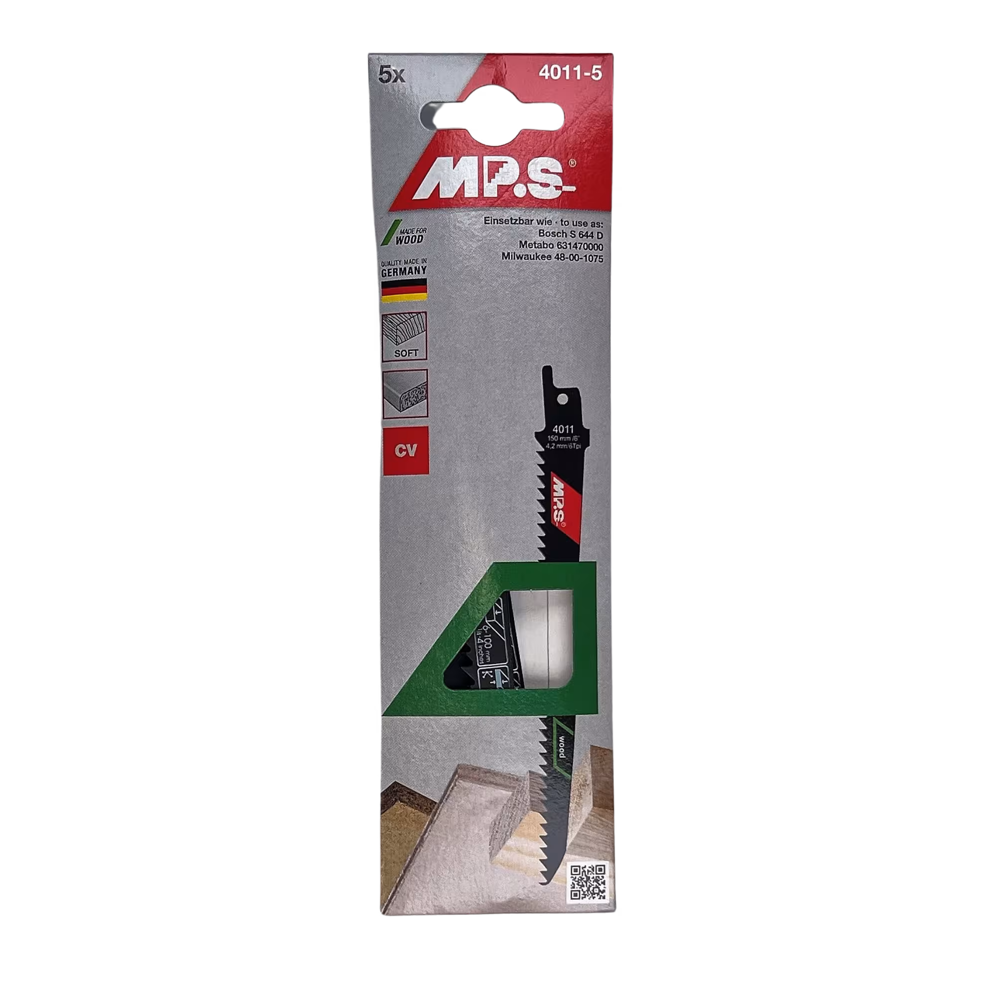 Groupe de produits Lame de scie alternative MPS CV fraisée et réglée pour l'usinage du bois, des panneaux de fibres de bois et des matières plastiques Lame de scie alternative CV fraisée et réglée GL 150/VL 130mm, ZT 4,2mm de la marque MPS de la catégorie lames de scie