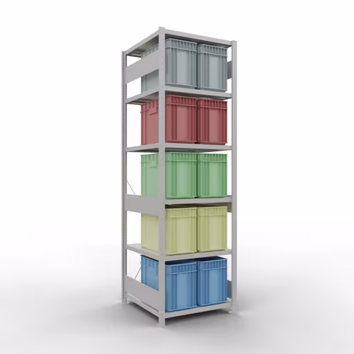 Figura n. 7 dell'articolo scaffale base, scaffale, sistema a innesto MULTIplus250, 2500 x 750 x 800 mm (AxLxP), 6 ripiani, traversa, RAL 7035 grigio chiaro del gruppo di prodotti sistema a innesto della marca Schulte Lagertechnik