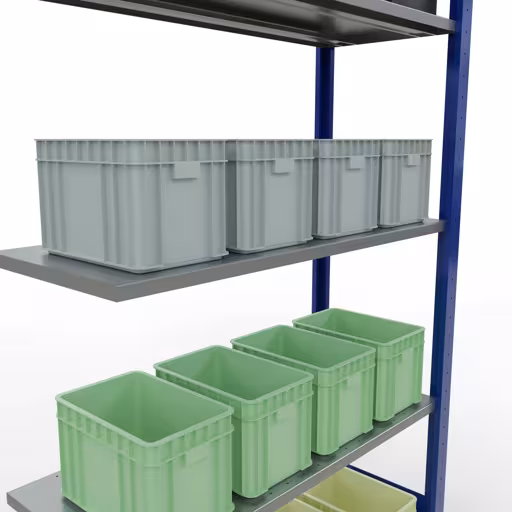 Image du produit n° 13 de l'article Rayonnage complémentaire, rayonnage à étagères, système enfichable MULTIplus85, 2000 x 1000 x 400 mm (HxLxP), 5 étagères, barres de longueur, RAL 5010 bleu gentiane Figure n° 13 de l'article étagère complémentaire, étagère à étagères, système enfichable MULTIplus85, 2000 x 1000 x 400 mm, 5 étagères, RAL 5010 bleu gentiane du groupe de produits système enfichable de la marque Schulte Lagertechnik