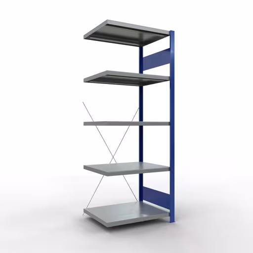 Figura n. 15 dell'articolo scaffale aggiuntivo, scaffale, sistema a innesto MULTIplus250, 2000 x 750 x 600 mm (AxLxP), 5 ripiani, traversa, RAL 5010 blu genziana/zincato/zincato del gruppo di prodotti sistema a innesto della marca Schulte Lagertechnik