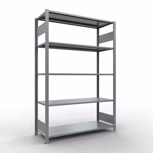 Étagère de base, étagère, système enfichable MULTIplus150, 2000 x 1300 x 500 mm (HxLxP), 5 étagères, barres de longueur, galvanisées, étagère de base, réf. 12750-130-LR