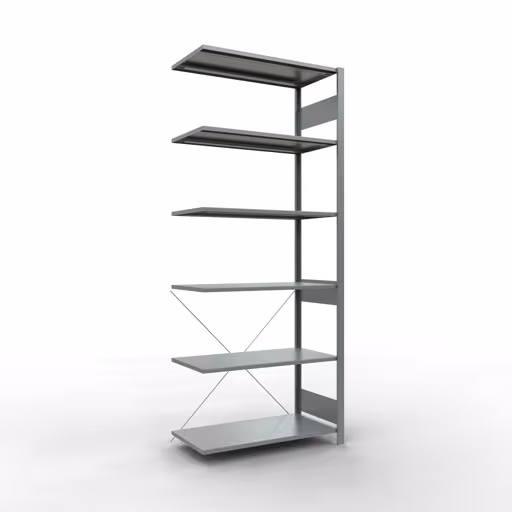 Scaffali aggiuntivi, scaffali, sistema a innesto MULTIplus85, 2500 x 1000 x 500 mm (AxLxP), 6 ripiani, traversa, zincato di Schulte Lagertechnik Scaffale aggiuntivo, scaffale, sistema a innesto MULTIplus85, 2500 x 1000 x 500 mm (AxLxP), 6 ripiani, traversa, zincato, ripiano aggiuntivo, articolo n. 13156