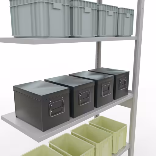Figure n° 14 de l'article étagère complémentaire, étagère à étagères, système enfichable MULTIplus85, 2500 x 1000 x 400 mm, 6 étagères, RAL 7035 gris clair du groupe de produits système enfichable de la marque Schulte Lagertechnik
