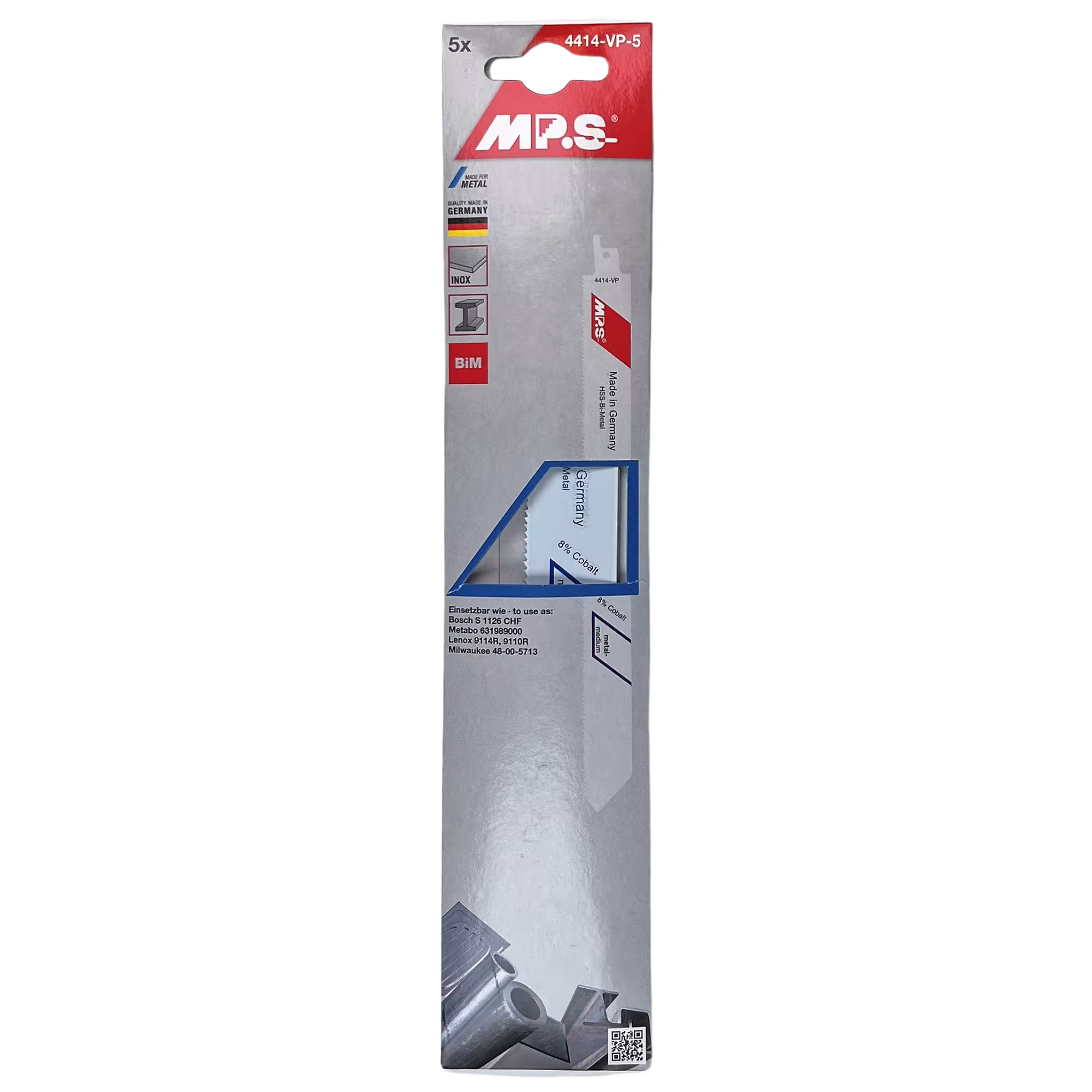 Bi-Metall-Säbelsägeblatt gefräst und geschränkt Gesamtlänge 225/verzahnte Länge205mm, Zahnteilung 1,8-2,5mm von MPS mit der Artikelnr. 4414-VP-5