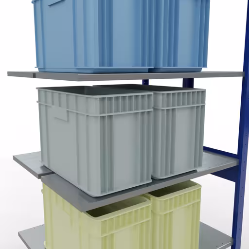 Immagine aggiuntiva dell'articolo Ripiano aggiuntivo, ripiano doppio, sistema di scaffali MULTIplus150, 2500 x 1000 x (2x400) mm (AxLxP), 2x6 ripiani, barre longitudinali, RAL 5010 blu genziana da ripiani doppi